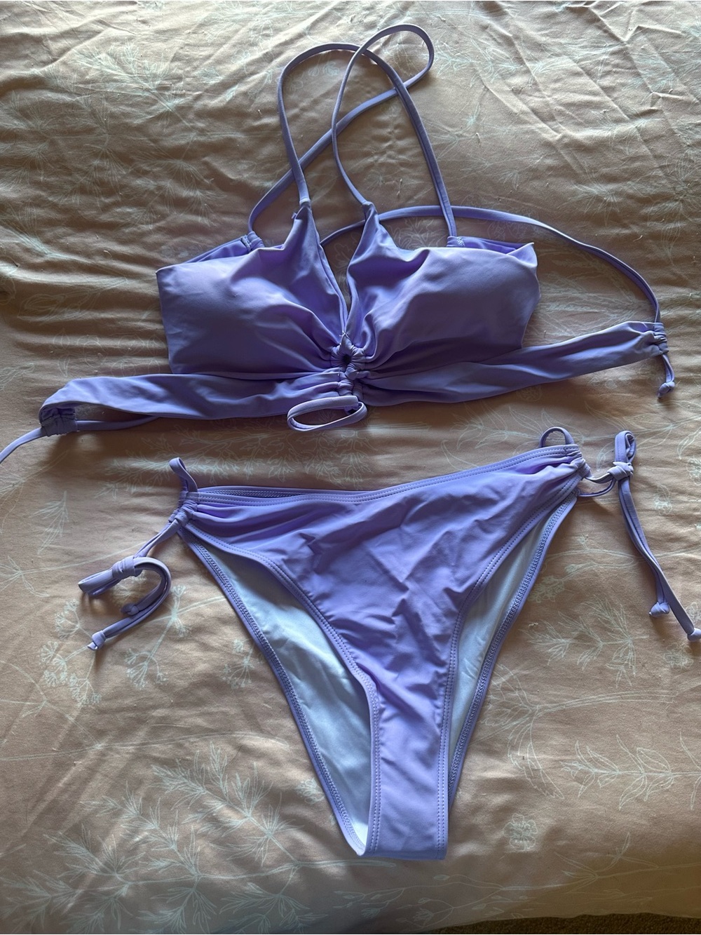 Amazon Lavender Purple Tie-Back Bikini Set